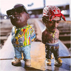 Resin Sculpture, Handmade Biggie + Tupac Ornament, Commemorative Resin Figurine (Red)