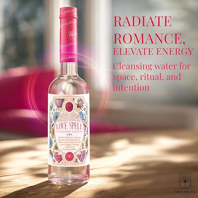 SOUL STICKS Cleansing Water 7.5 oz. Bottle for Rituals, Clearing Negative Energy and Purifying Home Spiritual Florida Water (Love Spell)