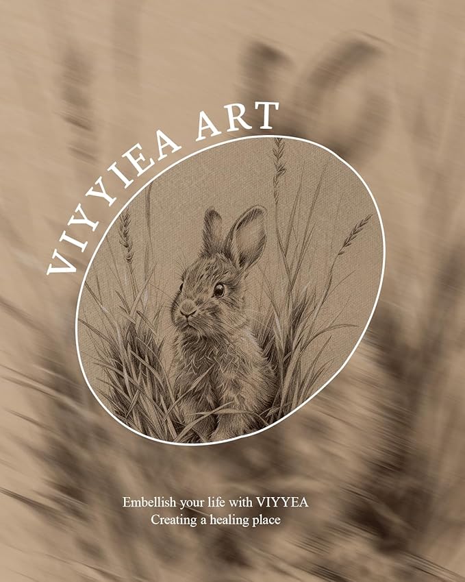 VIYYIEA Vintage Gold Framed Wall Art for Living Room, Easter Canvas Prints Home Decor, Sketch Painting Picture, Bedroom Wall Decor Gifts for Friends or Family -【The Hidden Hare】-(16L x 12W)