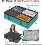 Onlyeasy 2 Pack Under Bed Shoes Storage Bag Organizer (14+4 Pairs), Collapsible Shoe Boot Container with Handles, Underbed Storage Solution for Kids & Adults, 86x60x15cm, Linen-like Black, MXAUBS14S4