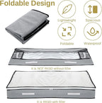 4 Pack 5.5 Inches High Under Bed Storage Containers, Low Profile Under Bed Storage Containers, Foldable Underbed Bag Stackable Closet Organizers for Blankets Clothing Comforter Wrapping Paper