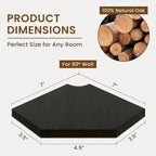 Fun Memories Corner Shelf Wall Mount Set of 2 - Solid Oak Wood Floating Corner Shelf with Cable Hole, 7in Rustic Design for Bedroom, Living Room, Kitchen (Black)