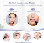 CLSEVXY Vanity Makeup Mirror with Stand, 1X/15X Magnification Double Sided 360 Degree Swivel, Portable Table Desk Counter top Magnifying Mirror, Tabletop Mirror for Bedroom or Dorm Room, 6.25 Inch