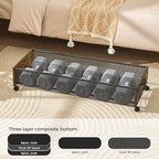 Under Bed Storage with Wheels, Wooden Under Bed Drawers On Wheels, Rolling Under Bed Shoe Storage, Space Saving,Rustic Brown,80L