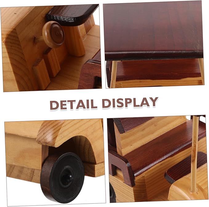 Rustic Car Model Wooden Antique Vehicle Ornament for Home Office Decor Vintage Collectible Car Figurine for Desk and Collectors