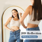 DUMOS 56"x15" Arched Full Length Floor Mirror, Full Body Mirror with Stand, Shatterproof Tempered Glass, Modern Aluminum Alloy Frame, Free Standing or Leaning for Home Decor, Gold