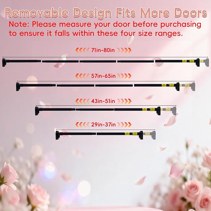 Front Door Garland Hanger Suitable for 32"-80" Width Doors, Tool-Free Non-Destructive Adjustable Hanger for Valentine's Day Wreaths, Heart Decorations, String Lights