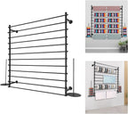 12-Tier Wall Mounted Scarf Rack, Scarf Display Rack, Towels Storage Hanger, Commercial Hijab Scarf Holder Organizer Space Saving for Retail Stores, Boutiques, Home (Black, 47in Width)