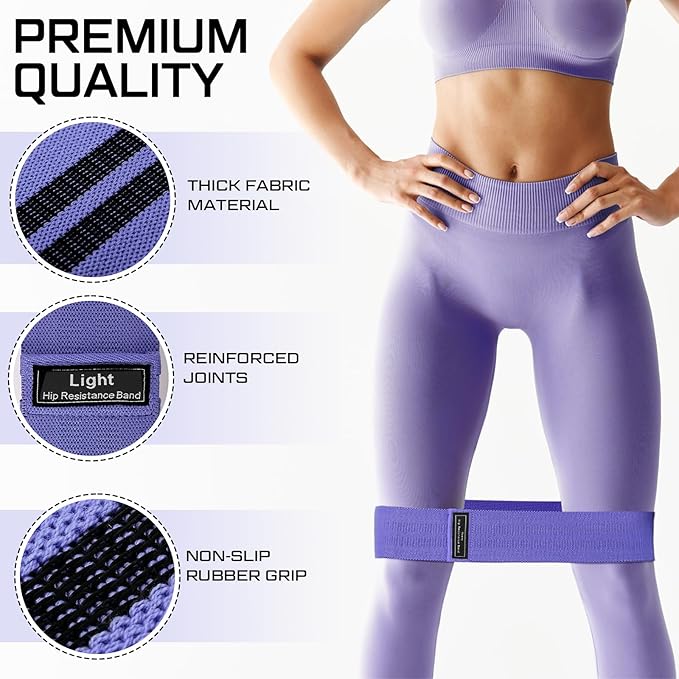 12 Pcs Fabric Resistance Bands for Working Out Booty Workout Stretch Exercise Bands Non Slip for Legs Squat Resistance Loop for Women Men Starter Butt Hip Thigh Fitness