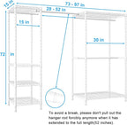 Ulif E10 Clothes Rack（With Stretchable Hanger Rod）Freestanding Clothing Racks for Hanging Clothes，Adjustable Closet Organizer System，Portable Garment Rack 73-97"W x 15" D x 72" H，Max Load 800LBS，White
