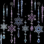 Giegxin 32 Pcs Crystal Christmas Ornaments Crystal Hanging Snowflakes Acrylic Xmas Tree Icicle Drop Decorations with Hooks for Christmas Snow Party Winter(Multicolor)