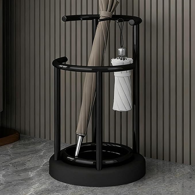 Metal Umbrella Stand, Modern Holder with Removable Water Tray, Standing Cane Storage Organizer for Home, Office, Hotel