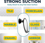 HONEYBULL Fogless Shower Mirror with Suction Mount & Swivel – Anti-Fog Acrylic Bathroom Mirror for Shaving – Built-in Razor Holder, Easy Install, Home Shower Accessory (Black)