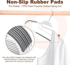 HOUSE DAY White Plastic Hangers 50 Pack, Slim Space Saving, Non Slip Hangers with Rubber Pads, Heavy Duty Coat Hanger for Closet, Prevent Stretching S-Shaped Clothes Hanger for Shirt, Suit, Pants