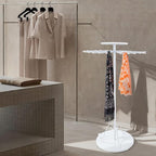 Scarf Display Stand 30-Arm Scarf Holder Organizer Freestanding Scarf Hanger 360° Rotating Rack for Home and Clothing Store (White, 30 Rods)