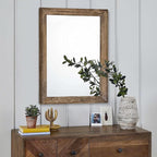 AAZZKANG Rustic Wood Mirror Rectangle Decorative Wall Mirrors with Frame Large 20"x16"for Bedroom Living Room Bathroom Entryway Hanging Brown