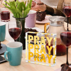 Yellow Dorm Room Decor for Women, Yellow Bathroom Decoration, Ideal Christian Gifts for Women - Pray On It,Pray Over It - Bible Verse Desk Art, Inspirational Decor, Desk Decorations for Office, 4 x 4 inches
