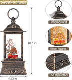 Fall Snow Globe Decorations, Glitter Red Truck Lantern with 6H Timer, USB/Battery Powered Lighted Décor for Home, Tabletop, Gift Box
