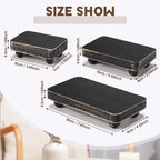 Maitys 3 Pcs Wooden Risers for Display Pedestal Stand Wooden for Decor Farmhouse Vintage Rustic Stackable Kitchen Stand Tray Riser, 3 Sizes(8 x 4.3, 6 x 3.5, 4 x 2.8 in,Black)