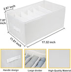 Extra Large Clothes Closet Organizer 6 Compartments for Jean Sweater Sheets to Shirt - Divided Clothing Storage Boxes for Closet, Wordrobe, Bedroom, Shelf (4pc White)