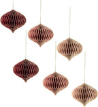 NICROLANDEE Wedding Decorations, 6 PCS Burgundy MIni Glitter Gold Edge Honeycomb Lanterns Ornaments for Christmas Tree Decoration, Xmas New Year Party, Birthday, Burgundy Bachelorette Party Decor