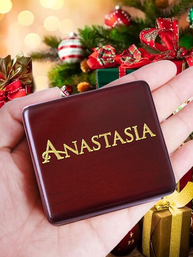 Sinzyo Anastasia-Once Upon a December Music Box Vintage Musical Boxs Gift for Birthday Valentine's Day Christmas Day(Wine Red Box)