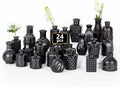 Mini Bud Vases As Wedding Centerpieces for Tables,Clear Bud Vases for Flowers,Small Flower Vases Suitable for Birthday Party,Anniversary,Wedding Reception,Baby Shower (Matt Black, 24PCS)