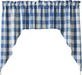 Park Designs China Blue Buffalo Check Swag Pair | Cotton Light Filtering Window Valance Curtains | Rod Pocket Farmhouse Drapes for Kitchen Dining Living Room Country Decor | 72" x 36"