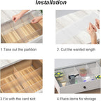 Onerbuy 8pcs Adjustable Grid Drawer Dividers DIY Plastic Closet Separator Tidy Organizer Container 32.5 * 7cm/ 12.8 * 2.8inch for Underwear Socks Belt Office Supplies(Transparent White)