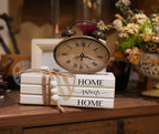 3 Pieces Wooden Decorative White Books, Rustic Farmhouse Faux Books for Coffee Table Shelves with Wood Bead Tassels and Leaves, 7'x 4.6'x 2.5' (Home, Sweet, Home)