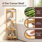 2026 New Bamboo Standing Shelf, 4 Tier Corner Shelf Stand, Free-Standing Shelf Units, Triangular Curved Corner Shelf Stand for Space-Saving Display Ideal for Bathroom/Kitchen/Living Room Storage