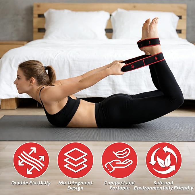 Fitness Resistance Bands, Numbered Resistance Bands for Glutes, 8-Section Elastic Yoga Resistance Band, Adjustable, for Yoga, Stretching and Fitness