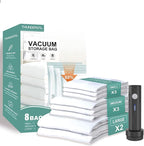 Travel Vacuum Storage Bags with Electric Pump, Multiple Combinations Travel Packing Bags for Luggage and Suitcase, Carry-on Size Compression Space Saver for Clothes and Clothing (D: 8 Combo-EPUMP)