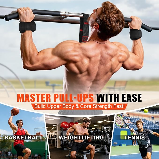 Upgraded Pull Up Assistance Bands, Heavy Duty Resistance Bands with Handles, Exercise Band with Door Anchor, Adjustable Workout Band Set for Pull Up Bar, Full Body Strength&Muscle Training, Home Gym