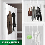 Booda Brand 14" Over The Door Hooks, 4 Pack Widen Wreath Hangers Fit The 1-3/4" & 1-3/8" Door Thicknesses, Z-Shaped Metal Door Hanger Hooks for Hanging Wreaths, Hats,and Clothes (White-4Pack)