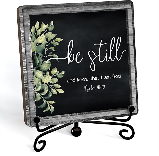Home Decor, Farmhouse Be Still And Know That I Am God Shelf Decor For Living Room, Christian Gifts For Women Men, Entryway Tv Stand Fireplace Mantle Coffee Table Decoration (Still-13)