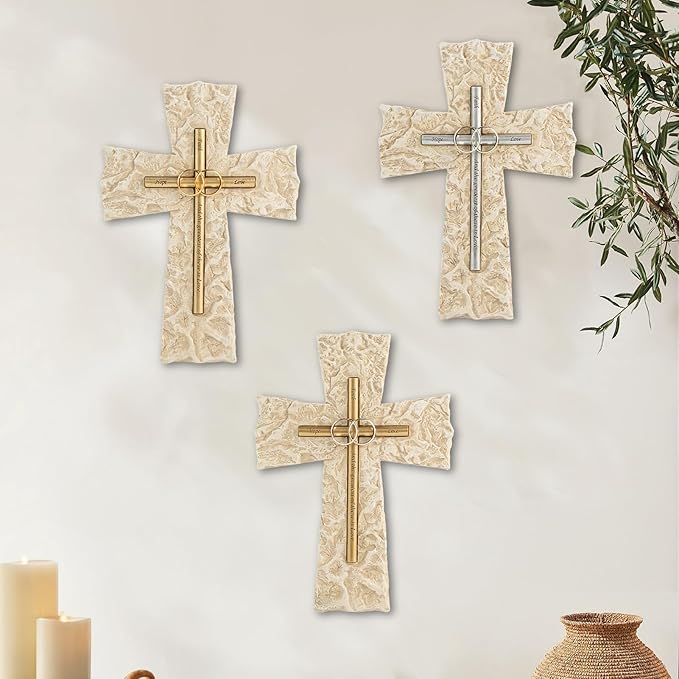 Grace4Joy Wedding Wall Cross, 10 Inches Marriage Prayer Wall Decor Religious Wedding Gifts, Hand Painted Faith Hope Love Cross Unique Gifts for Anniversary, Newlyweds Couple(Gold/Silver)