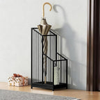Umbrella Stand with Drip Tray, Black Indoor Umbrella Holder for Entryway, Hotel & Office Entrance, Minimalist Modern Home Decor, Durable & Space-Saving Umbrella Storage Rack
