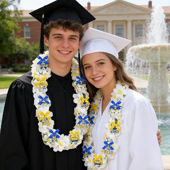 Leis for Graduation 2026, Artificial Flower Wreath with Cards Graduation Lays Gifts, Congrats Grad for High School