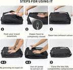 Vacuum Bag for Travel, Professional IPX8 Waterproof Reusable Vacuum Compression Bags for Travel Suitcases, Durable Space Saver Bag(3 PACK,With Pump)