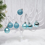 Emopeak 24Pcs Christmas Balls Ornaments for Xmas Christmas Tree - 4 Style Shatterproof Christmas Tree Decorations Hanging Ball for Holiday Wedding Party Decoration (Teal Blue, 1.3"/3.2CM)