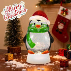 Christmas Snow Globe Penguin Lighted Musical Glitter Globe Battery Operated or USB Powered with Timer Water Glittering Snowing Globe for Christmas Party Home Table Decorations Gifts (Penguin)