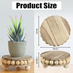 2 Pack Wood Riser, Risers for Decor，Pedestal Stand，Display Stand apply to Home Decor，Farmhouse Decor，Tiered Tray Decor(Brown, 4 Inches)…