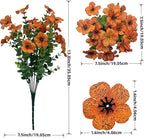 Artificial Flowers for Outdoor UV Resistant Fake Plants, 12 Bundles Fake Mums Silk Daisy in Pots for Porch Patio Garden, Faux Potted Home Decor for Outside (Orange)