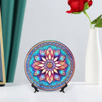 Morocco Floral Watercolor Stained Glass Print Decorative Plates Home Decor Ceramic Plates, Dinner Plates Display for Kitchen, Hallway Console Side Table, Presents for Family Friends, 6 Inch