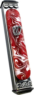 Art Glass Mezuzah, Easy Mount Indoor or Outdoor Weatherproof Metal Case Gift Box and Non-Kosher Scroll Included Hand Made in USA Guaranteed for Life! (Red Vanilla)