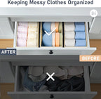 DIMJ Drawer Organizer Clothes - Underwear Organizer Small Sock Organizer Closet Organizers and Storage Box Dresser Drawer Dividers for Baby Clothes,Bra,Socks, Belt, Tie, Set of 6,Beige