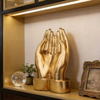 Golden Hands Sculpture Elegant Resin Home Decor Hands Statues Versatile Love Ornament,Perfect for Bedroom, Office Desktop, Cabinets,Wedding (Holding Hands)