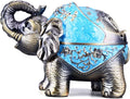 Stand Elephant Decorative Windproof Ashtray with Lid for Cigarettes Metal Portable Cigar Ashtray Odor Eliminator Indoor outdoor Hand Carved Fancy Gift ornament for Men Women (Light Blue)