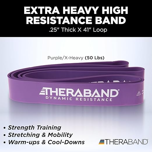 THERABAND High Resistance Band, Extra-Heavy Elastic Super Band for Full Body Workouts, Physical Therapy, Strength Training, Durable 41” Loop Exercise Band, 50 lbs Resistance